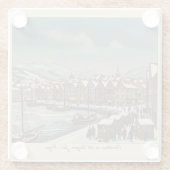 Bergen, Norway Christmas Coaster Glasuntersetzer (Rückseite)