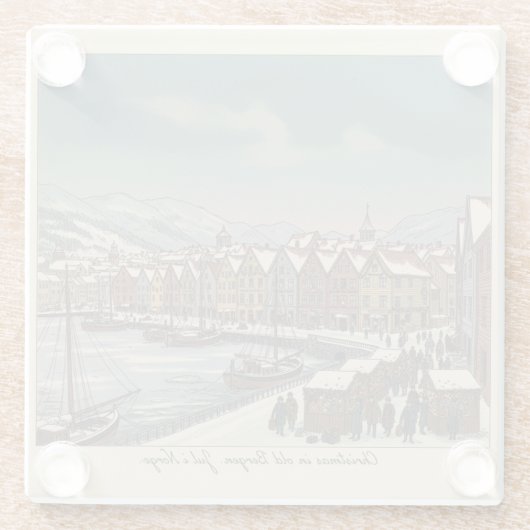 Bergen, Norway Christmas Coaster Glasuntersetzer (Rückseite)