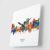 Bergen Norway Skyline Quadratische Wanduhr (Winkel)