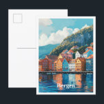 Bergen Norwegen Art Vintage Travel Postkarte<br><div class="desc">Bergen Norwegen Art Vintage Travel Painting Postcard</div>