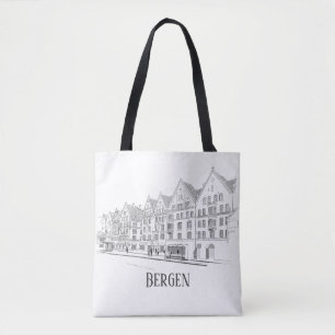 Bergen Norwegen Beautiful Streetscape Line Zeichne Tasche