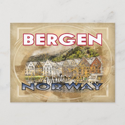 Bergen, Norwegen besuchen Postkarte (Vorderseite)