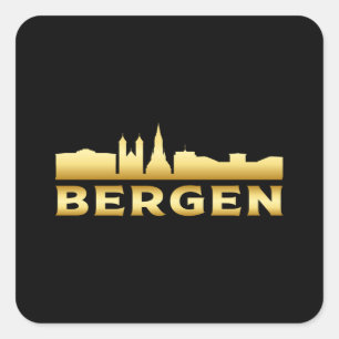 Bergen Norwegen City Skyline Cityscape Funny Gift Quadratischer Aufkleber