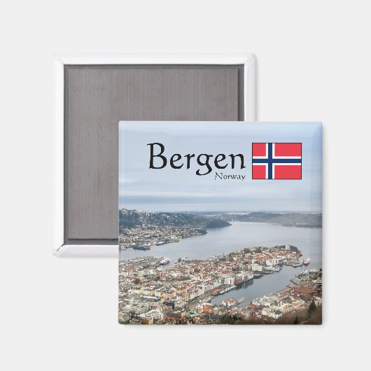 Bergen Norwegen Magnet (Vorderseite/Rückseite)