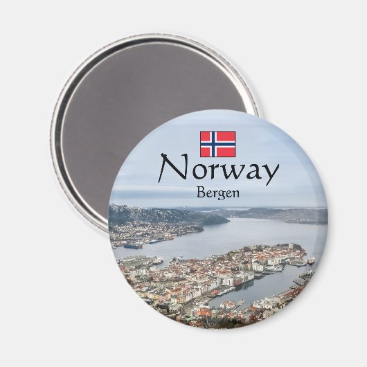 Bergen Norwegen Magnet (Vorderseite/Rückseite)