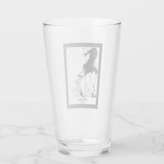 Bergen Norwegen Moderne Stadtkarte Glas (Rückseite)