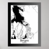 Bergen Norwegen Moderne Stadtkarte Poster (Vorne)