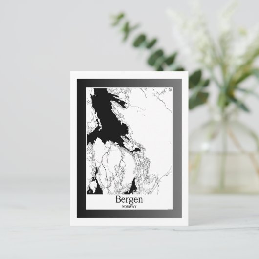 Bergen Norwegen Moderne Stadtkarte Postkarte (Stehend Vorderseite)