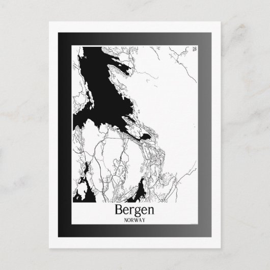 Bergen Norwegen Moderne Stadtkarte Postkarte (Vorderseite)