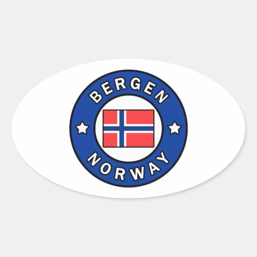 Bergen Norwegen Ovaler Aufkleber (Vorderseite)