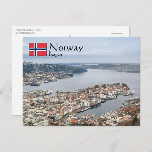 Bergen Norwegen Postkarte (Vorne/Hinten)