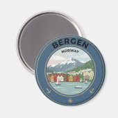 Bergen Norwegen Reise Magnet (Vorderseite/Rückseite)