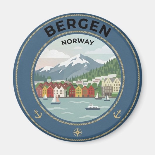 Bergen Norwegen Reise Magnet (Vorne)