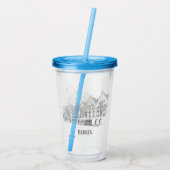 Bergen Norwegen Streetscape Beautiful Line Zeichne Acryltrinkbecher (Rückseite)