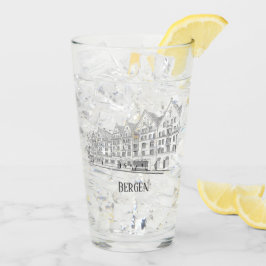 Bergen Norwegen Streetscape Beautiful Line Zeichne Glas