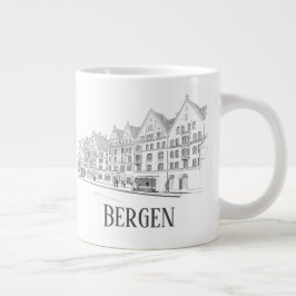 Bergen Norwegen Streetscape Beautiful Line Zeichne Jumbo-Tasse