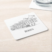 Bergen Norwegen Streetscape Beautiful Line Zeichne Rechteckiger Pappuntersetzer (angewinkelt)