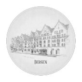 Bergen Norwegen Streetscape Beautiful Line Zeichne Schneidebrett (Vorderseite)