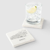 Bergen Norwegen Streetscape Beautiful Line Zeichne Steinuntersetzer (Seitenansicht)