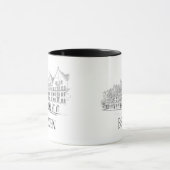 Bergen Norwegen Streetscape Beautiful Line Zeichne Tasse (Zentrum)