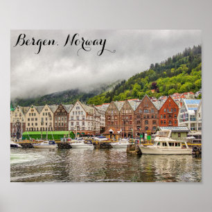Bergen Norwegen Travel Foto Poster
