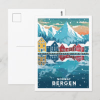 Bergen Norwegen Vintag Famous Travel Place
