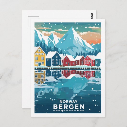 Bergen Norwegen Vintag Famous Travel Place Postkarte (Vorne/Hinten)