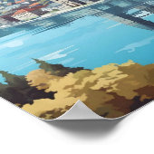 Bergen Norwegen Vintage Travel Poster (Ecke)