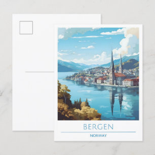 Bergen Norwegen Vintage Travel Postkarte