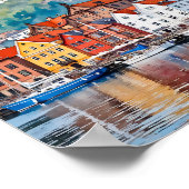 Bergen Norwegen Watercolor Poster (Ecke)