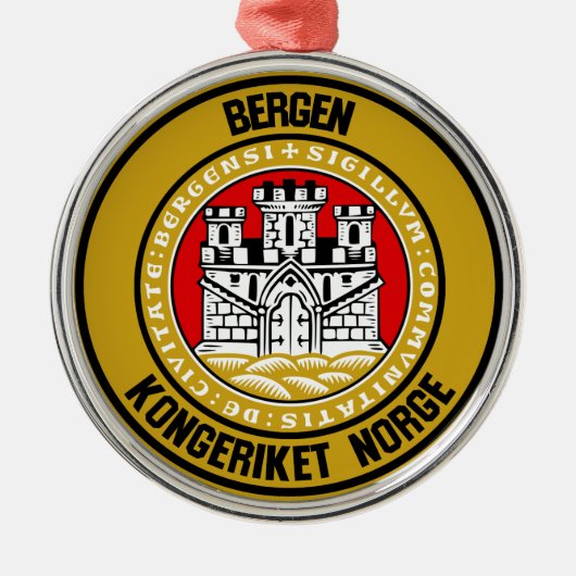 Bergen Round Emblem Ornament Aus Metall (Vorne)