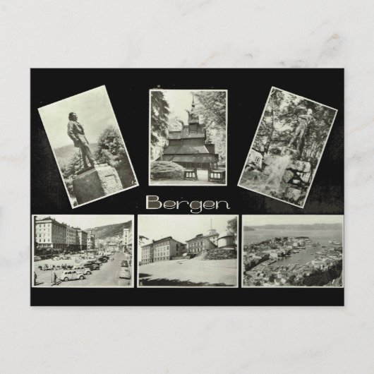 Bergen, Vintage Multiview Postkarte (Vorderseite)