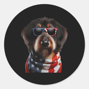 Berger Picard Dog 4. Juli Amerikanische Unabhängig Runder Aufkleber