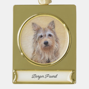 Berger Picard Malerei - Niedliche Original Hunde K Banner-Ornament Gold