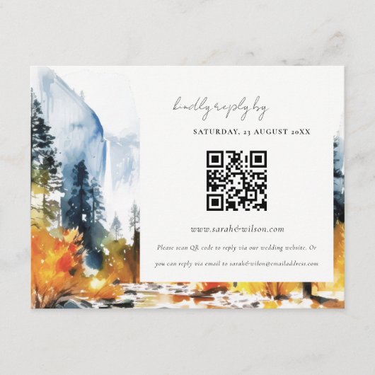Bergfalllandschaft Hochzeit QR Code UAWG Begleitkarte (Vorderseite)