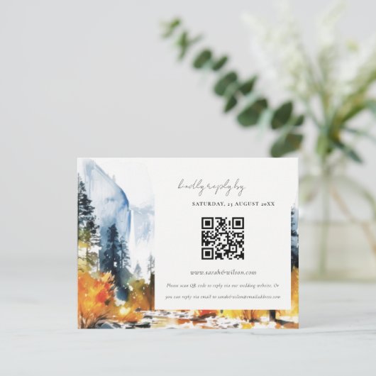 Bergfalllandschaft Hochzeit QR Code UAWG Begleitkarte (Stehend Vorderseite)