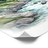 Bergfluss Alaska Aquarellmalerei Poster (Ecke)