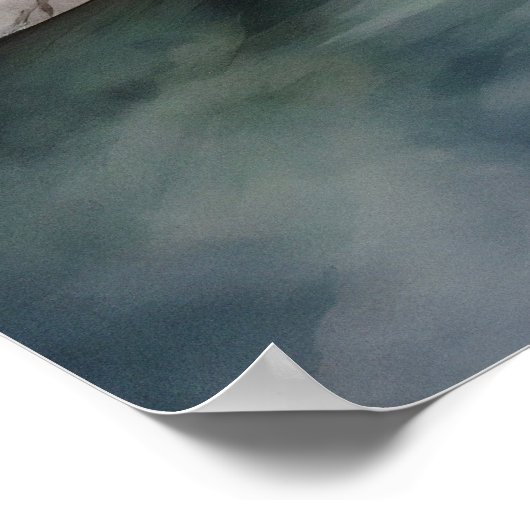 Bergfluss Alaska Aquarellmalerei Poster (Ecke)