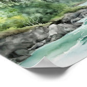 Bergfluss Alaska Aquarellmalerei Poster (Ecke)