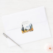 Bergfluss Fall Winter Landschaftsadresse Quadratischer Aufkleber (Umschlag)