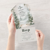 Bergfluss Herbst Winterlandschaft Hochzeit All In One Einladung (Abreißen)