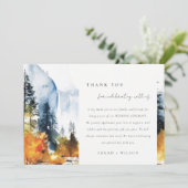 Bergfluss Herbst Winterlandschaft Hochzeit Dankeskarte (Stehend Vorderseite)