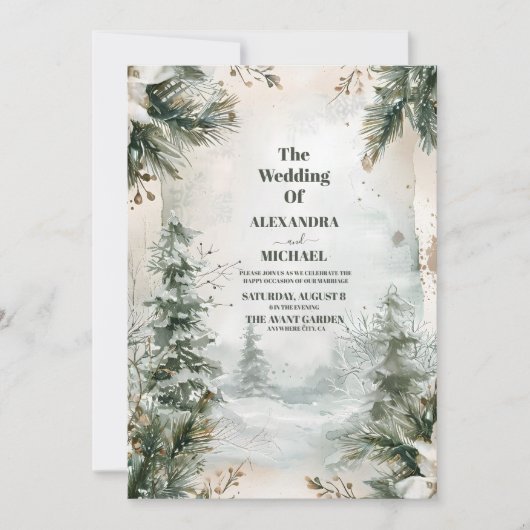 Bergfluss Herbst Winterlandschaft Hochzeit Einladung (Vorderseite)