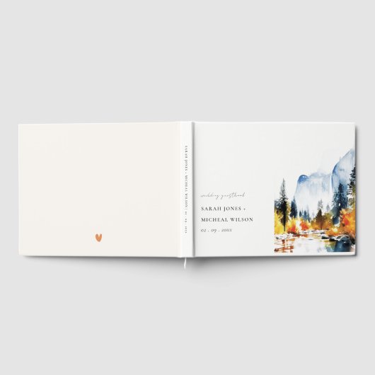 Bergfluss Herbst Winterlandschaft Hochzeit Gästebuch (Voll)