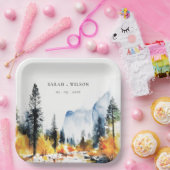 Bergfluss Herbst Winterlandschaft Hochzeit Pappteller (Party)