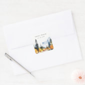 Bergfluss Herbst Winterlandschaft Hochzeit Quadratischer Aufkleber (Umschlag)