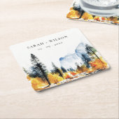 Bergfluss Herbst Winterlandschaft Hochzeit Rechteckiger Pappuntersetzer (angewinkelt)