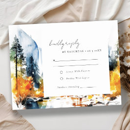 Bergfluss Herbst Winterlandschaft Hochzeit RSVP Karte