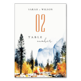 Bergfluss Herbst Winterlandschaft Hochzeit Tischnummer