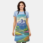 Bergfluss Landschaft Kunst, Dichtung Schürze (Getragen)